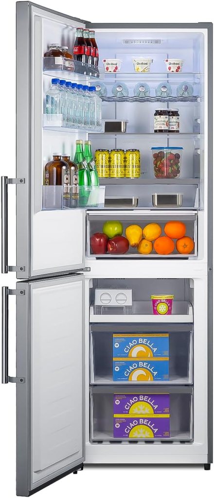 Summit Appliance FFBF235PL 24 Wide Bottom Freezer Refrigerator, Energy Star, LED Lighting, Stainless Steel (LHD)