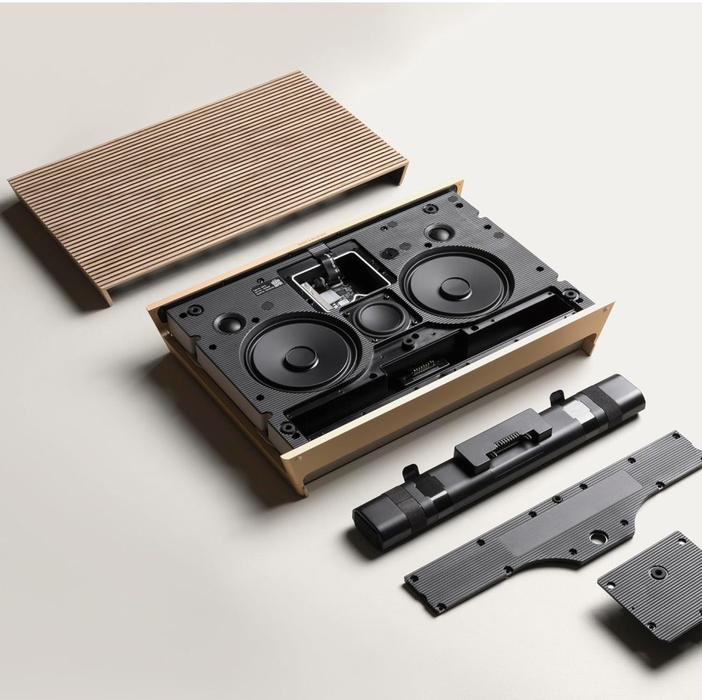 Bang Olufsen Beosound Level Portable Wi-Fi Multiroom Speaker, Gold Tone/Light Oak Bang Olufsen Beosound Level Portable Wi-Fi Multiroom Speaker, Gold Tone/Light Oak