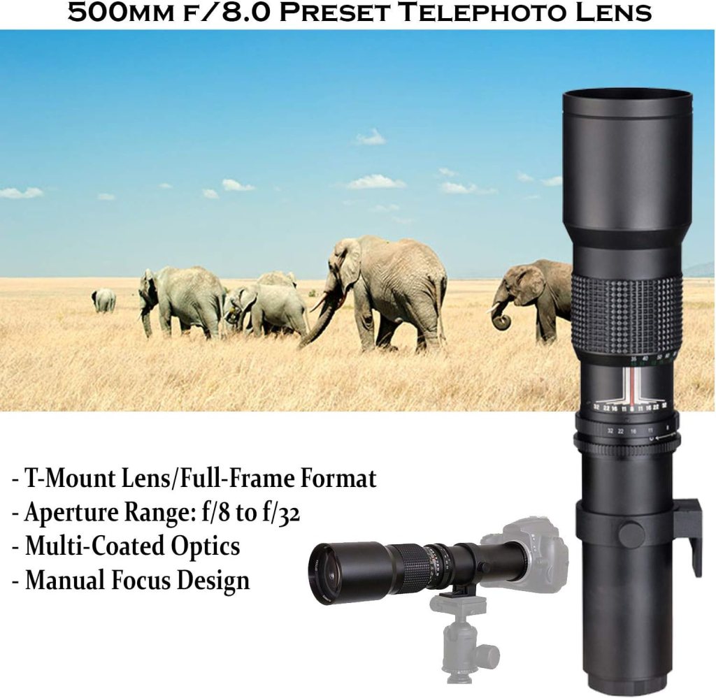 Canon EOS Rebel T7 DSLR Camera with 18-55mm is II Lens + Canon EF 75-300mm f/4-5.6 III Lens and 500mm Preset Lens + 32GB Memory + Filters + Monopod + Professional Bundle (Renewed)