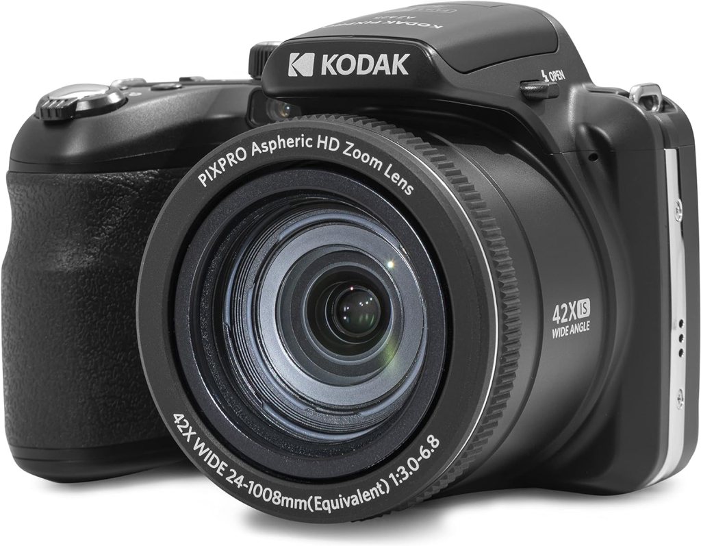 KODAK PIXPRO AZ425-BK 20MP Digital Camera 42X Optical Zoom 24mm Wide Angle Lens 1080P Full HD Video Optical Image Stabilization Li-Ion Battery 3 LCD Vlogging Camera (Black)
