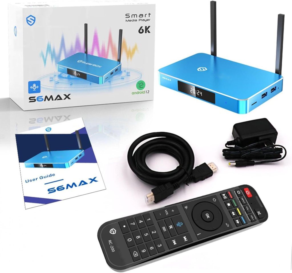 Latest S6 Max Bundle Box 2024 Fully, 4GB RAM+64GB Storage Smart TV Box with Voice Remote  Time Shift, Premium 6K HDMI, Easy Setup Guide (Parental Control Time Included)