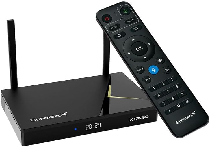 New 2024 StreamX X1 Pro TV Box 6K UltraHD 4GB Ram 64GB ROM with Bluethooth Remote Control New 2024 StreamX X1 Pro TV Box 6K UltraHD 4GB Ram 64GB ROM with Bluethooth Remote Control