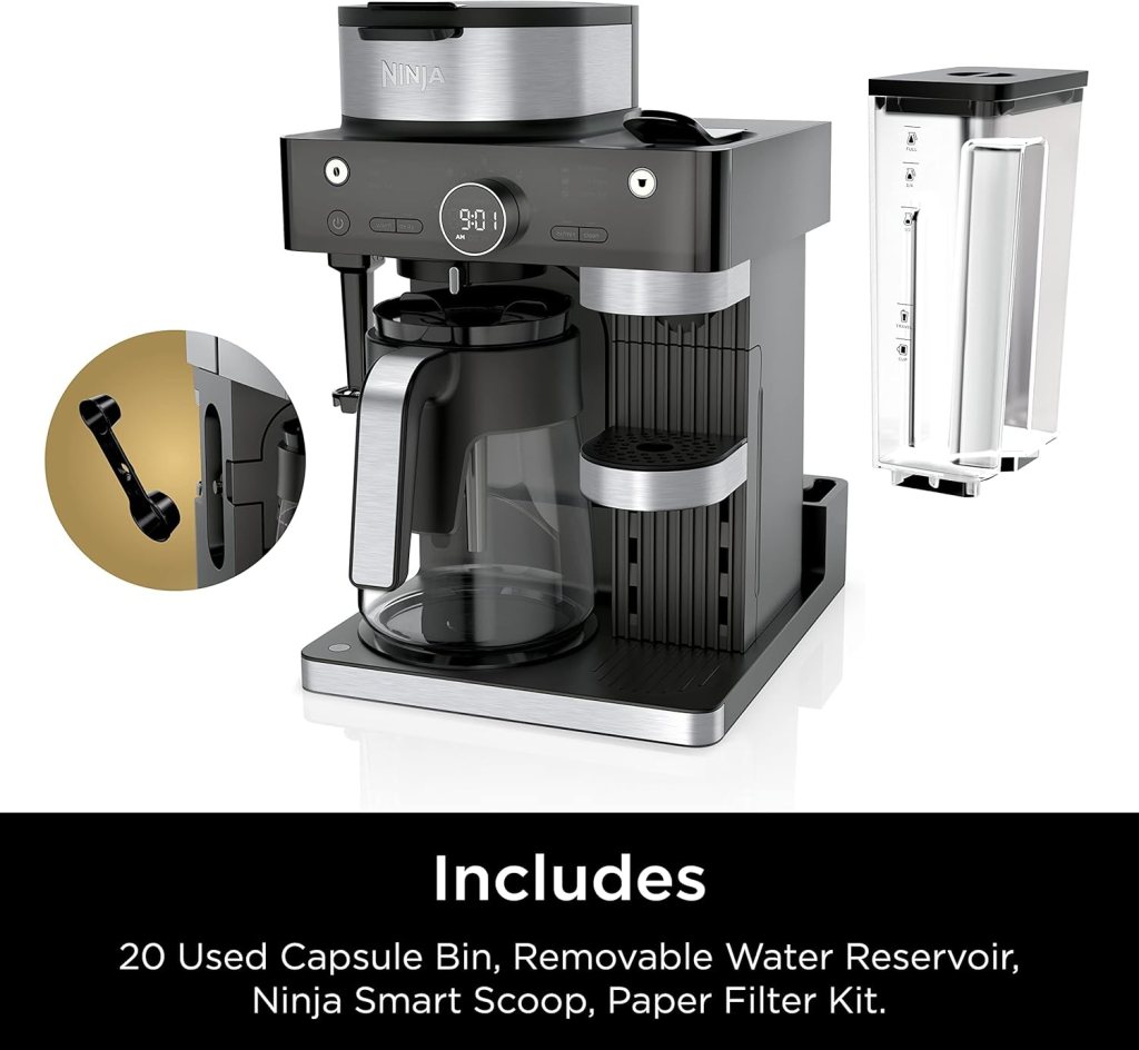 Ninja CFN601 Espresso Coffee Barista System, 3 Espresso Brew Styles, Single-Serve Coffee Nespresso Capsule Compatible, 12-Cup Carafe, Built-in Frother, Espresso, Cappuccino Latte Maker - Black Ninja CFN601 Espresso Coffee Barista System, 3 Espresso Brew Styles, Single-Serve Coffee Nespresso Capsule Compatible, 12-Cup Carafe, Built-in Frother, Espresso, Cappuccino Latte Maker - Black