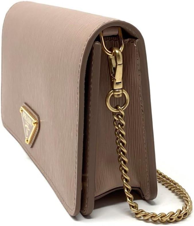 Prada Cipria Beige Vitello Move Leather Chain Wallet Crossbody Bag 1BP021