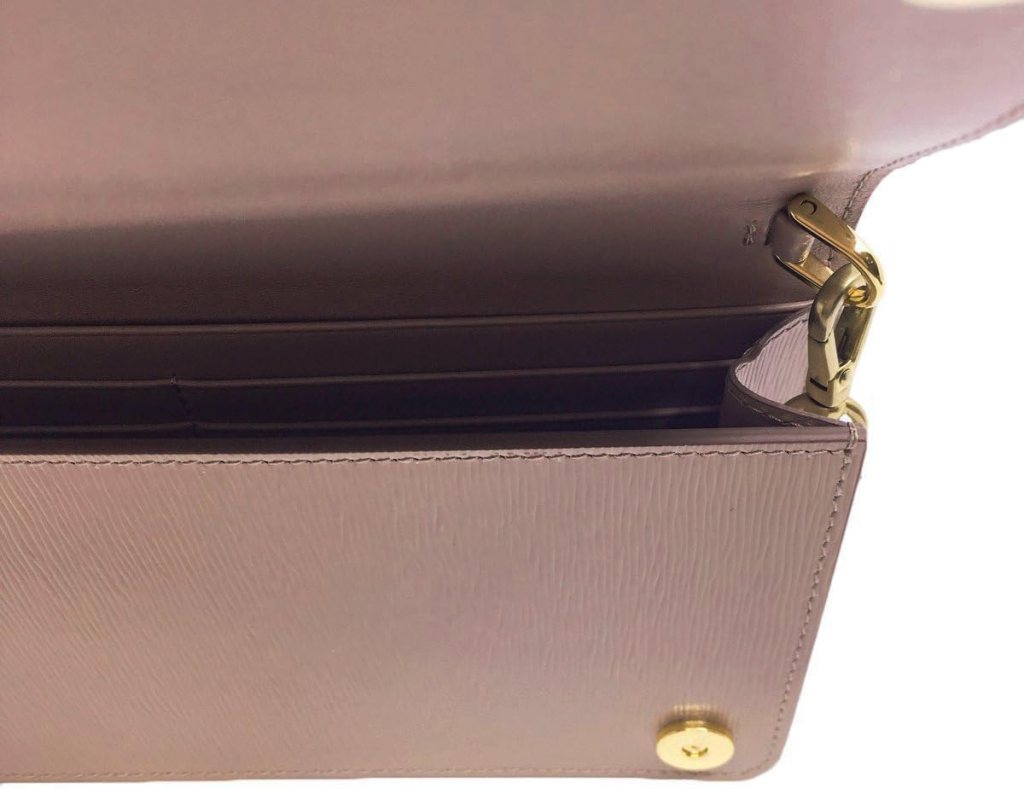 Prada Cipria Beige Vitello Move Leather Chain Wallet Crossbody Bag 1BP021