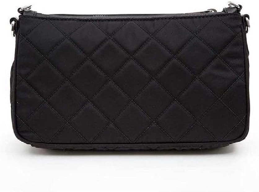 Prada Quilted Tessuto Nylon Chain Black Convertible Shoulder Bag 1BH026