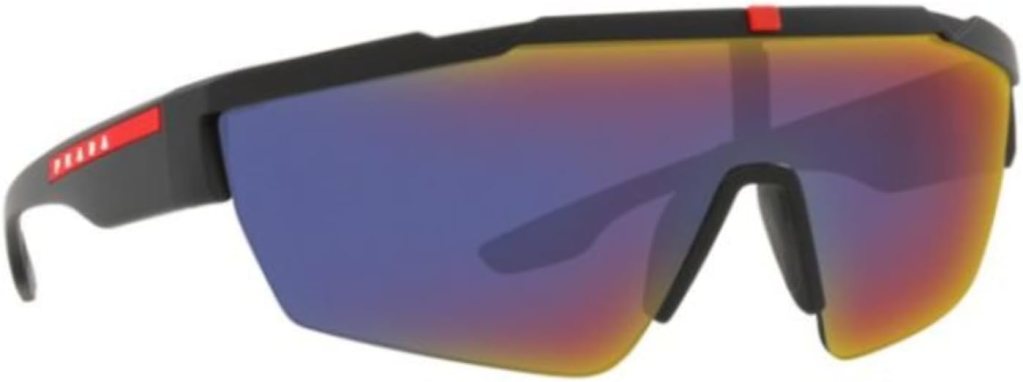 Prada sunglasses for mens PS 03XS Black Rubber/Dark Grey Blue/Red Mirrored One Size Prada sunglasses for mens PS 03XS Black Rubber/Dark Grey Blue/Red Mirrored One Size