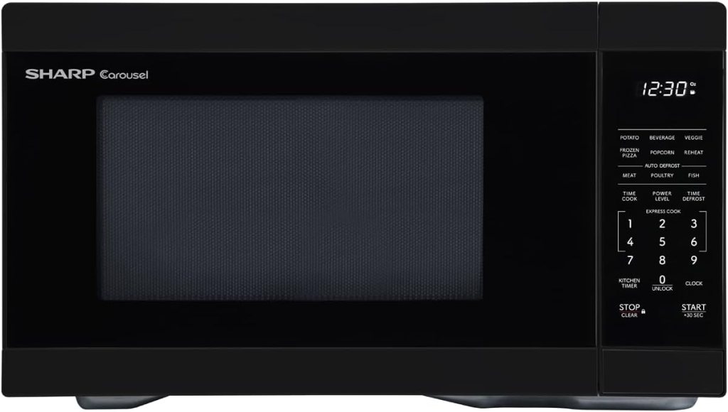 SHARP SMC1161KB Oven with Removable 12.4 Carousel Turntable, Cubic Feet, 1000 Watt Countertop Microwave, 1.1 CuFt, Black