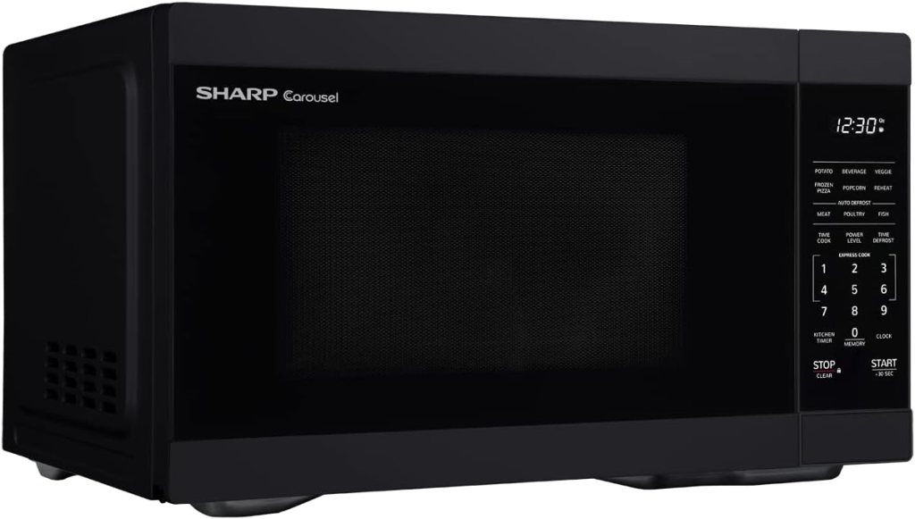 SHARP SMC1161KB Oven with Removable 12.4 Carousel Turntable, Cubic Feet, 1000 Watt Countertop Microwave, 1.1 CuFt, Black