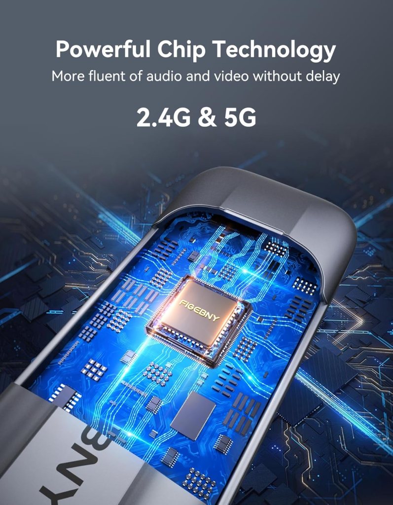 Wireless HDMI Transmitter and Receiver 4K, FIGEBNY Wireless HDMI Extender Sender Kit 2.4G/5G for Streaming Video Audio to Monitor for TV Box/PC/Laptop/HDTV/Projector Camera 2024 Newest Portable Gray