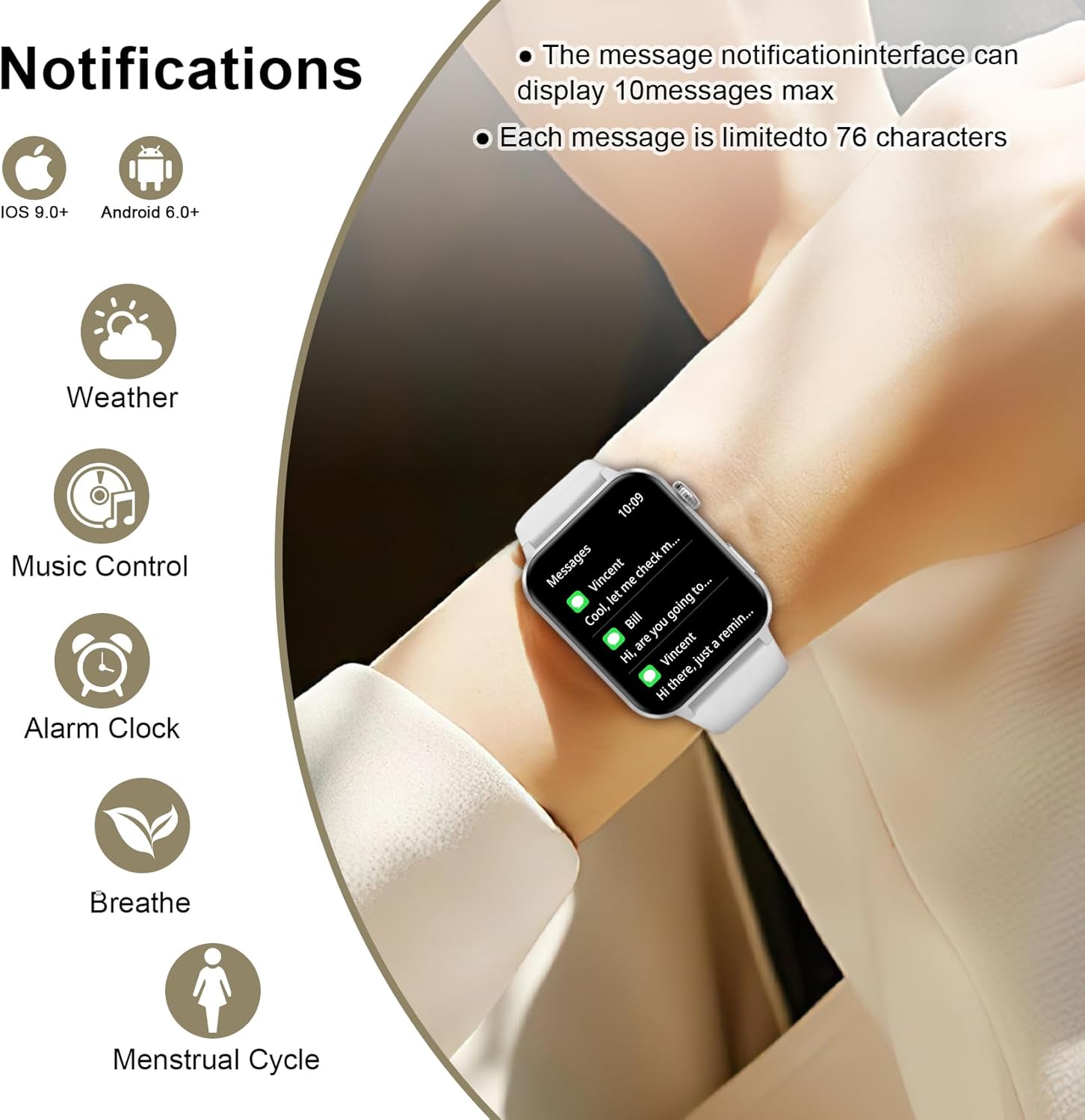 IOWODO Smart Watch for Men Women - 1.85''HD Screen - Image 4