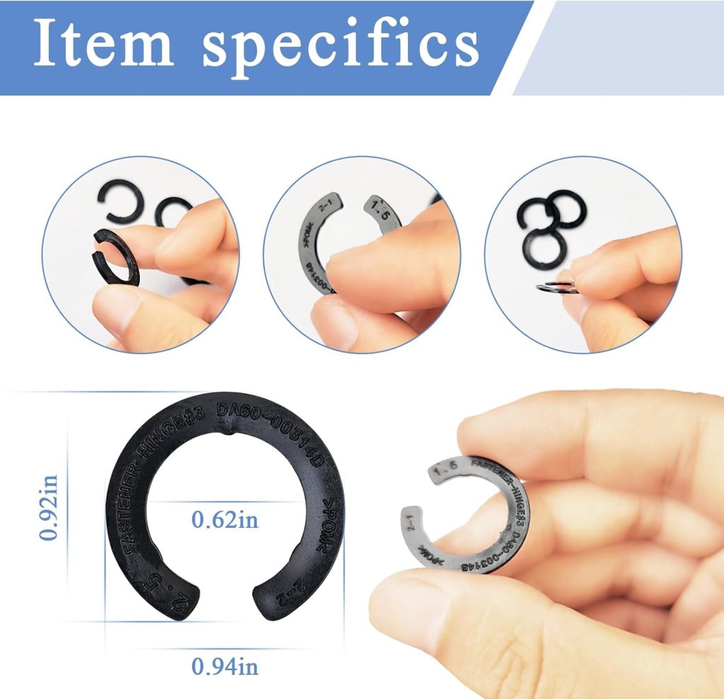 8 Pcs Upgraded DA99-04158A Hinge Shim Refrigerator Door Height Adjustment Kits, Replacement Parts for Samsung 3282540, DA60-00314C, PS6448337 AP5668209,4 Different Thickness