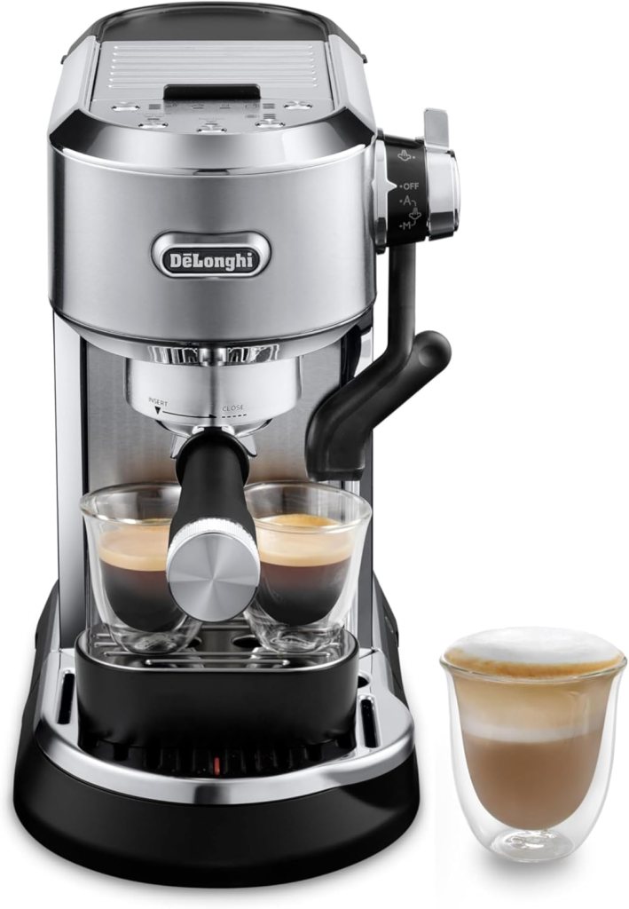 DeLonghi Dedica Maestro Plus Espresso Machine with Automatic Steam Wand for Latte, Cappuccino, Coffee, Stainless Steel, EC950M