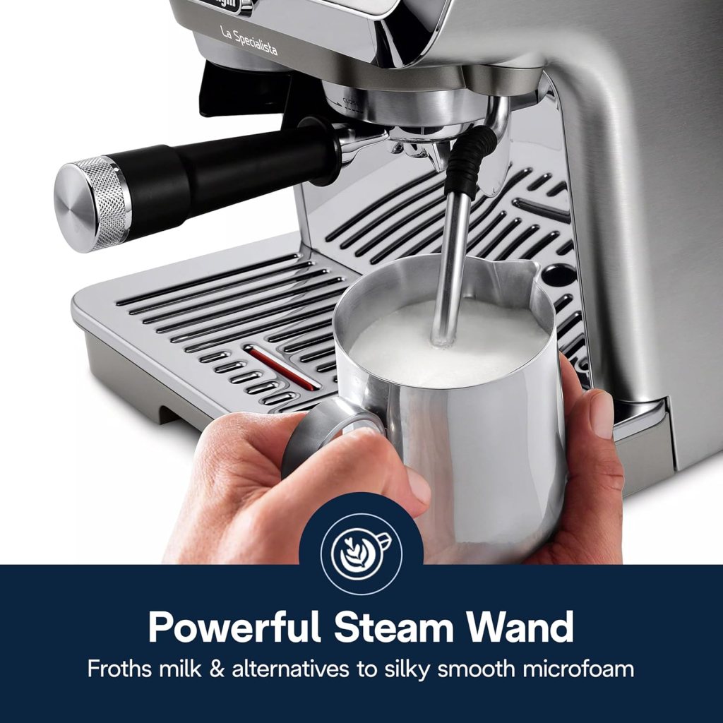 DeLonghi La Specialista Arte Evo Espresso Machine with Cold Brew, Manual Milk Frother, Barista Kit for Latte, Cappuccino, Built-in Grinder, EC9255M