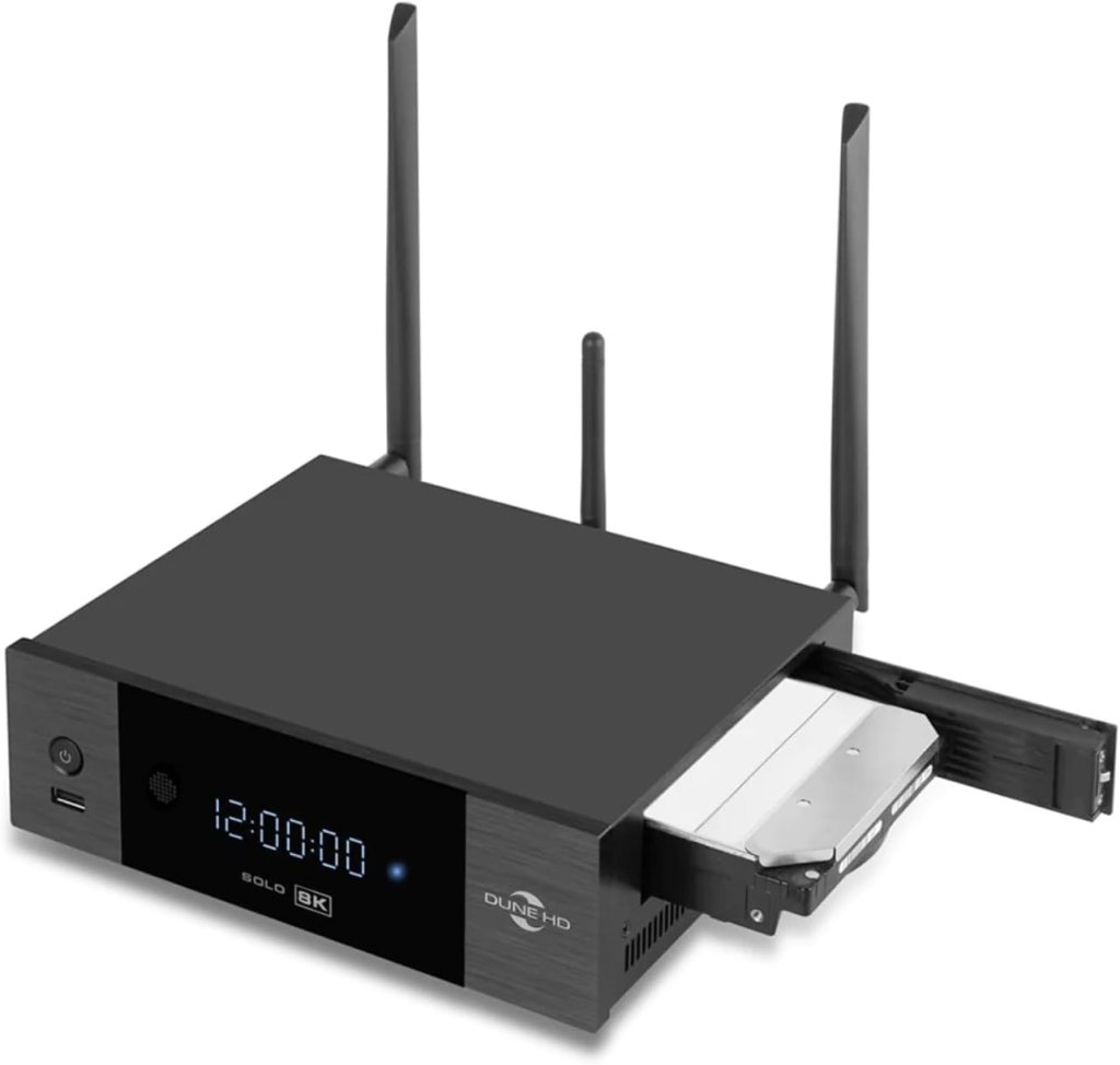 Dune HD Solo 8K, Media Player, Android TV Box, Dolb Visio, Atmo, S928X-K/J, HD-Audio, HDMI, 2.1a, BT 5.2, WiFi6, 1Gbit, USB 3.0, 8GB / 64GB, 3.5 HDD Rack, Optical/Coaxial S/PDIF, 8Kp60, 4K, 1080p