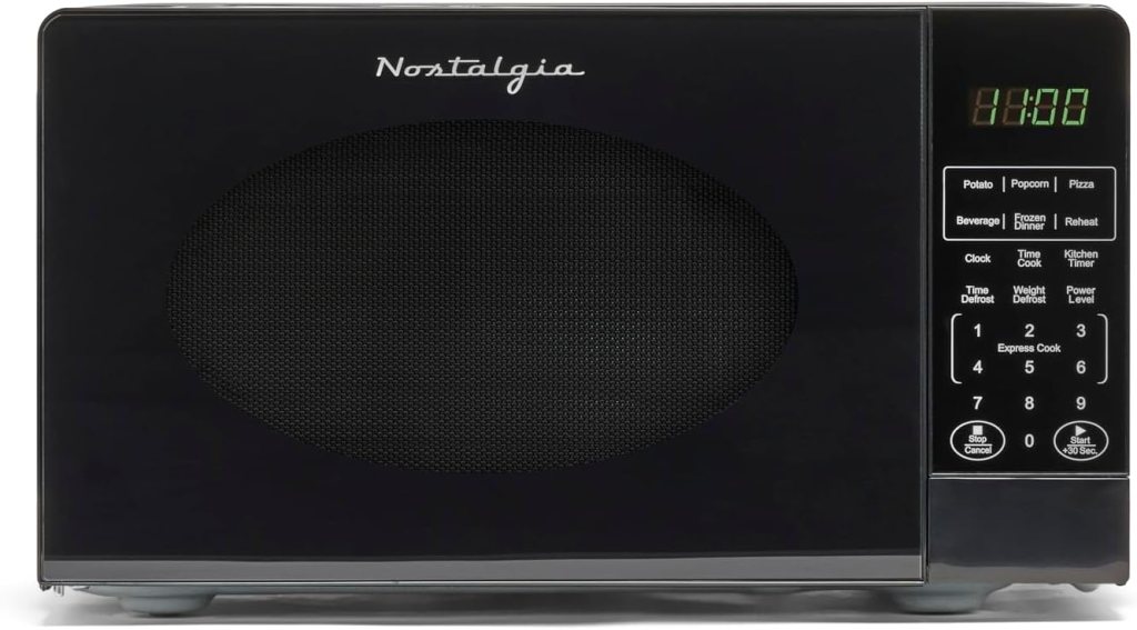 Nostalgia Retro Compact Countertop Microwave Oven - 0.7 Cu. Ft. - 700-Watts with LED Digital Display - Child Lock - Easy Clean Interior - Aqua Nostalgia Retro Compact Countertop Microwave Oven - 0.7 Cu. Ft. - 700-Watts with LED Digital Display - Child Lock - Easy Clean Interior - Aqua