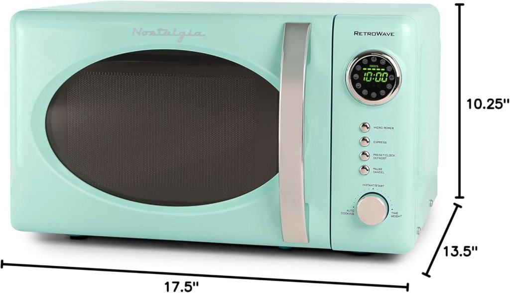 Nostalgia Retro Compact Countertop Microwave Oven - 0.7 Cu. Ft. - 700-Watts with LED Digital Display - Child Lock - Easy Clean Interior - Aqua Nostalgia Retro Compact Countertop Microwave Oven - 0.7 Cu. Ft. - 700-Watts with LED Digital Display - Child Lock - Easy Clean Interior - Aqua