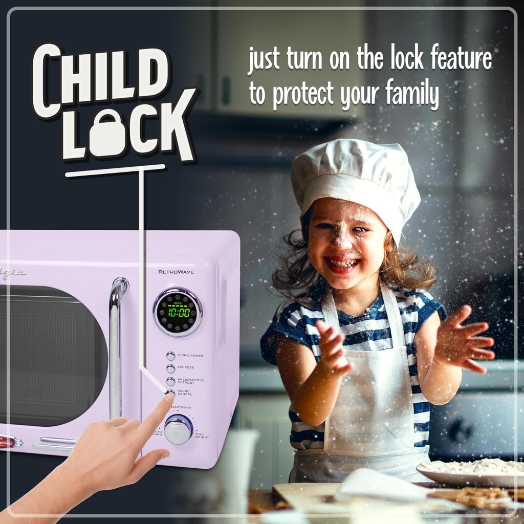 Nostalgia Retro Compact Countertop Microwave Oven - 0.7 Cu. Ft. - 700-Watts with LED Digital Display - Child Lock - Easy Clean Interior - Aqua Nostalgia Retro Compact Countertop Microwave Oven - 0.7 Cu. Ft. - 700-Watts with LED Digital Display - Child Lock - Easy Clean Interior - Aqua