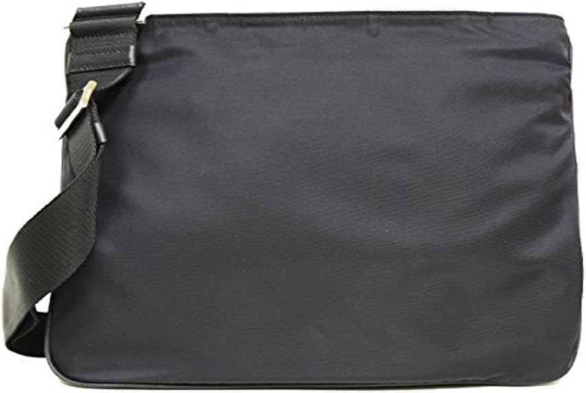 Prada Midnight Black Tessuto Nylon  Saffian Leather Designer Crossbody Messenger Travel Bag for Women and for Men 2VH563