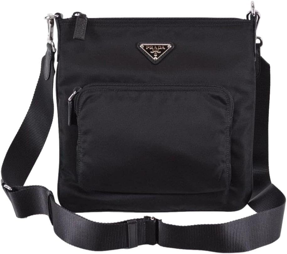 Prada Unisex Medium Black Tessuto Nylon Messenger Crossbody Handbag