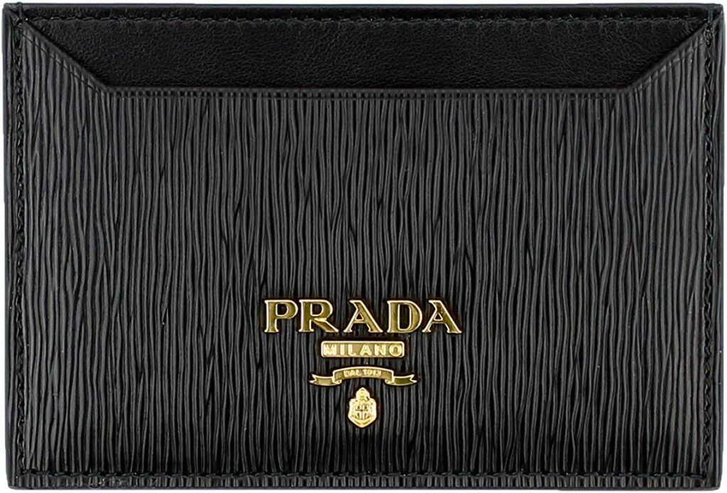 Prada Vitello Move Signature Logo Plaque Card Case, Black (Nero) 1MC208