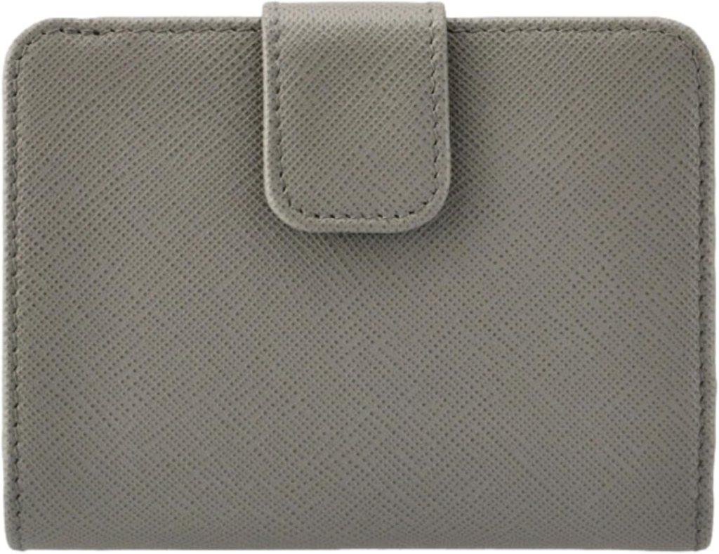 Prada Wallets Womens Bi Color Saffiano Leather Grey and Astrale Blue Snap Trifold Wallet Leather Wallet For Women