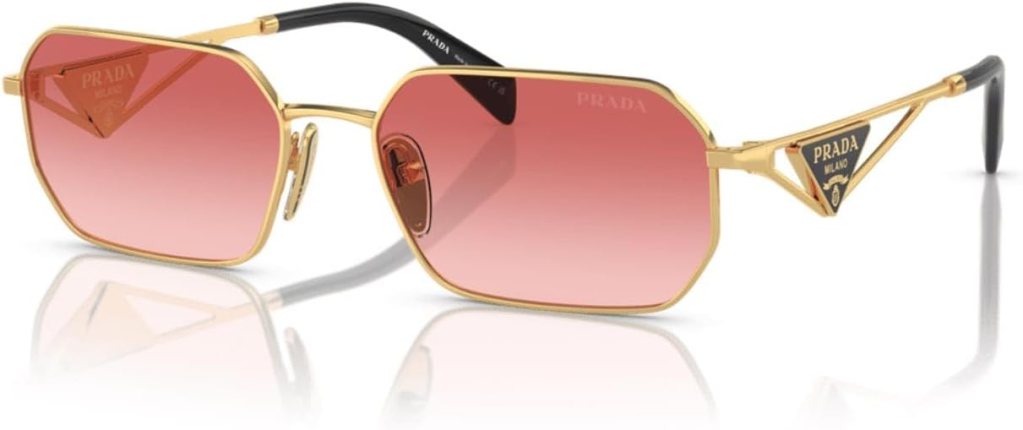 Prada Womens Rectangular Triangle Logo Sunglasses