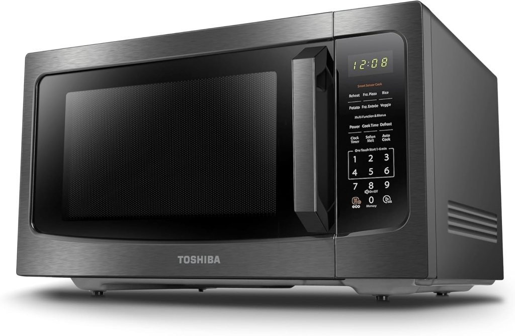 TOSHIBA ML-EM45P(BS) Countertop Microwave Oven with Smart Sensor and Position Memory Turntable, Function, 1.6 Cu.ft 13.6 Removable Black Stainless Steel, 1200W TOSHIBA ML-EM45P(BS) Countertop Microwave Oven with Smart Sensor and Position Memory Turntable, Function, 1.6 Cu.ft 13.6 Removable Black Stainless Steel, 1200W