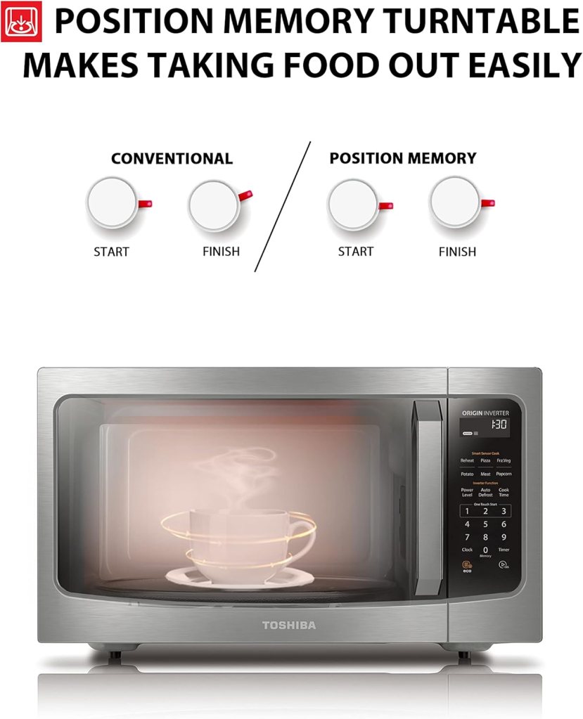 TOSHIBA ML-EM45PIT(SS) Countertop Microwave Oven with Inverter Technology, Kitchen Essentials, Smart Sensor, Auto Defrost, 1.6 Cu.ft, 13.6 Removable Turntable, 33lb.1250W, Stainless Steel TOSHIBA ML-EM45PIT(SS) Countertop Microwave Oven with Inverter Technology, Kitchen Essentials, Smart Sensor, Auto Defrost, 1.6 Cu.ft, 13.6 Removable Turntable, 33lb.1250W, Stainless Steel