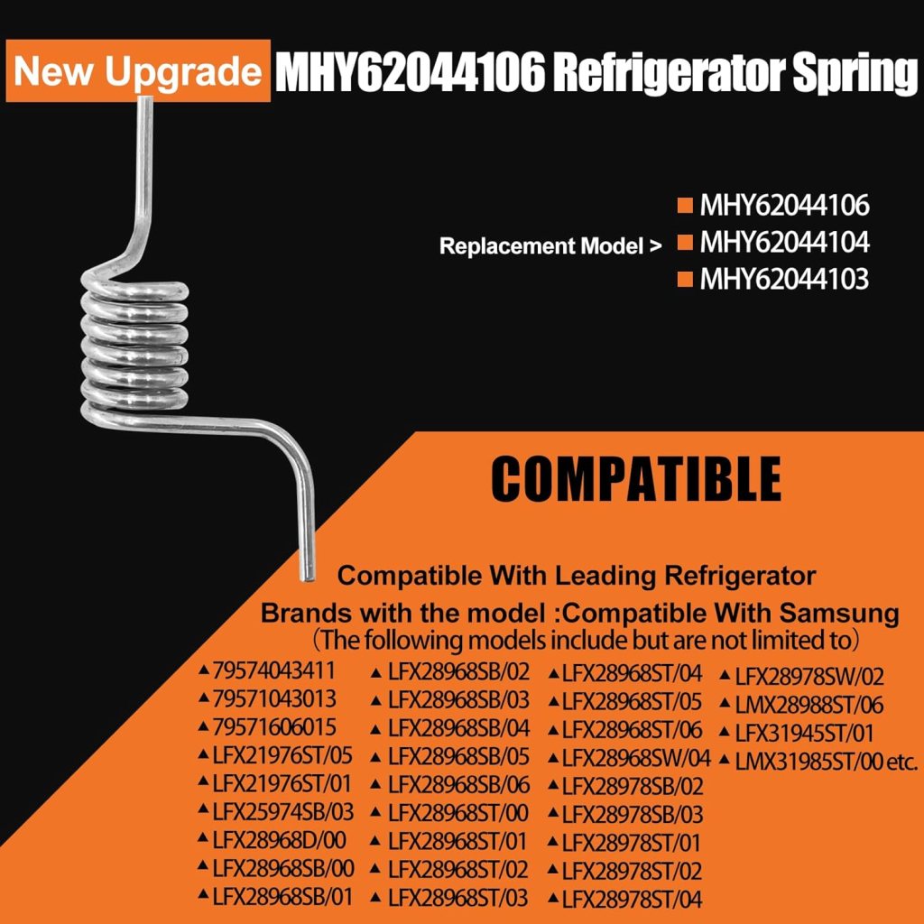 Upgrade (2 Pcs) MHY62044106 Refrigerator Door Spring Replace MHY62044104 MHY62044103 Flapper Door Spring Compatible With LG Kenmore Electronics Refrigerator LFX25976ST LFX28978ST LFX28968SB LFX28968ST