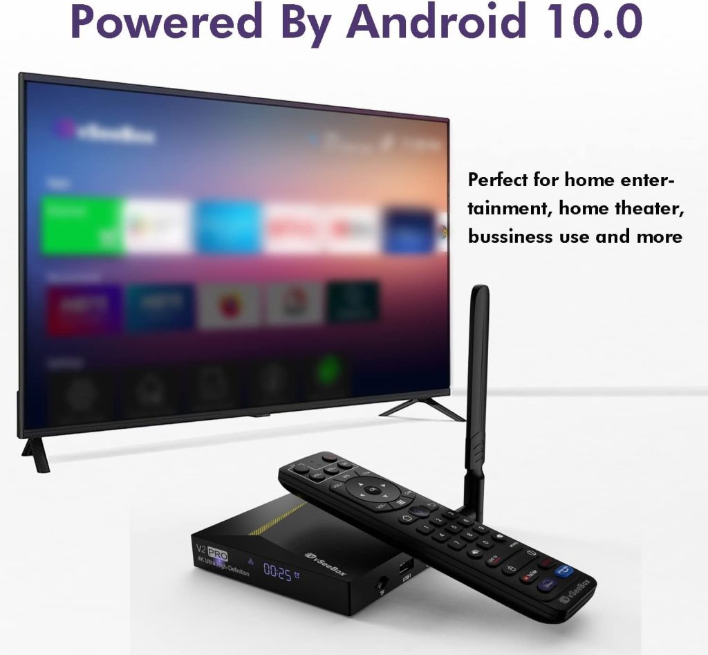 2024 vSeeBox V2 Pro, Fastest Android TV Box with Voice Remote Control, and HDMI Cable (4GB RAM+ 32 GB ROM)