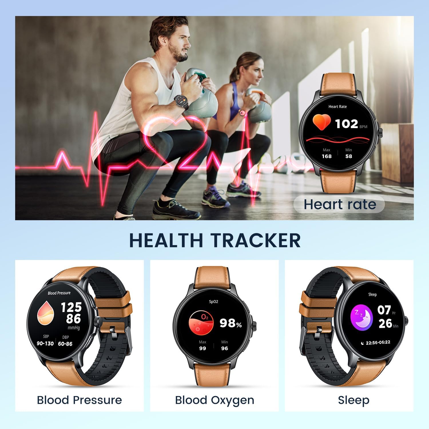 Smartwatch for Men Fitness Tracker: Black Smart Watches (Answer/Make Calls) 1.43’’ AMOLED Touchscreen - Image 3