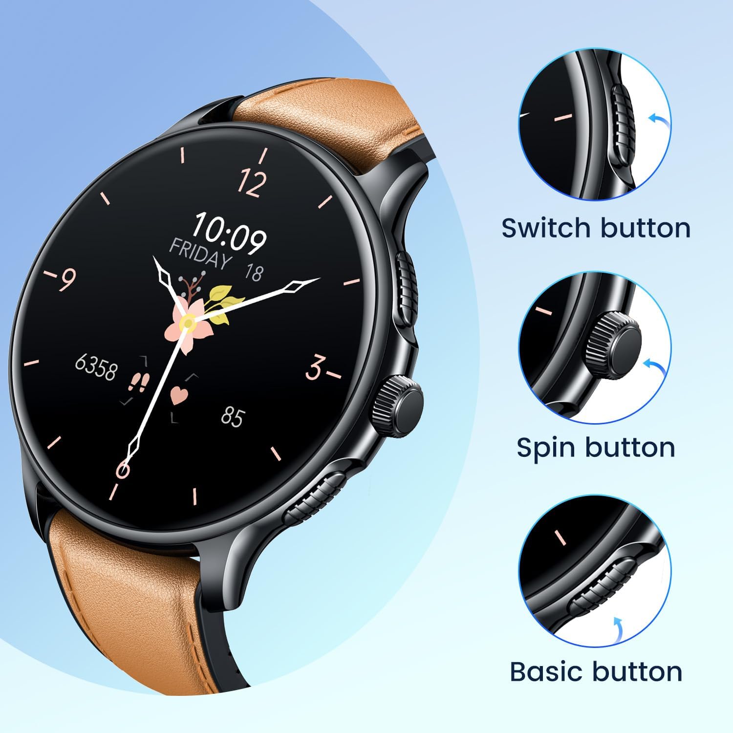 Smartwatch for Men Fitness Tracker: Black Smart Watches (Answer/Make Calls) 1.43’’ AMOLED Touchscreen - Image 4