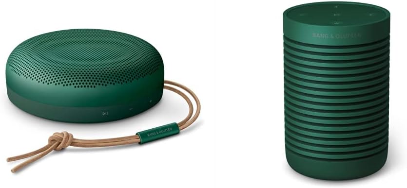 Bang Olufsen Beosound Explore - Wireless Portable Outdoor Bluetooth speaker, IP 67 Dustproof and Waterproof, Green and Bang Olufsen Beosound A1 2nd Generation Wireless Portable Waterproof Bluetooth Speaker With Microphone, Green Bang Olufsen Beosound Explore - Wireless Portable Outdoor Bluetooth speaker, IP 67 Dustproof and Waterproof, Green and Bang Olufsen Beosound A1 2nd Generation Wireless Portable Waterproof Bluetooth Speaker With Microphone, Green