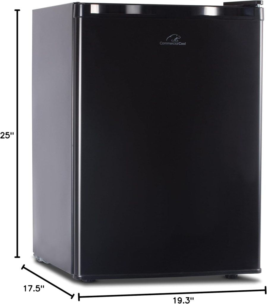 Commercial Cool CCR45W Compact Single Door Refrigerator and Freezer, 4.5 Cu. Ft. Mini Fridge, Black