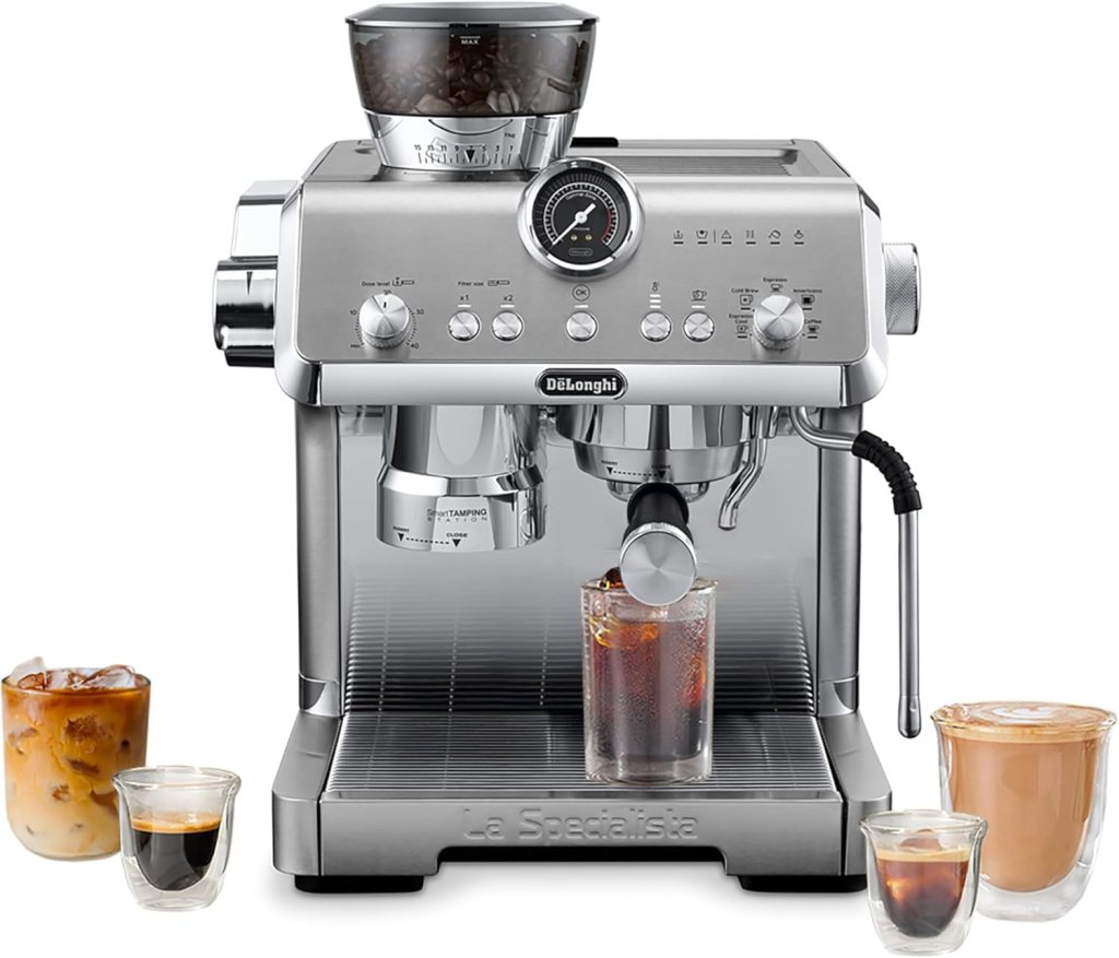 DeLonghi La Specialista Opera Espresso Machine with Cold Brew, Commercial-style Steam Wand for Latte, Cappuccino, Built-in Grinder, EC9555M