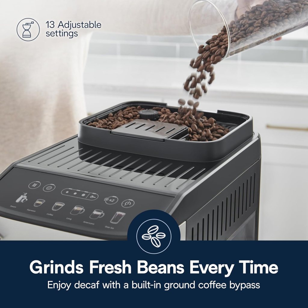 DeLonghi Magnifica S Automatic Espresso Machine with Milk Frother for Hot Coffee Drinks Recipes, Soft-Touch Control Panel, Black, ECAM22110B DeLonghi Magnifica S Automatic Espresso Machine with Milk Frother for Hot Coffee Drinks Recipes, Soft-Touch Control Panel, Black, ECAM22110B