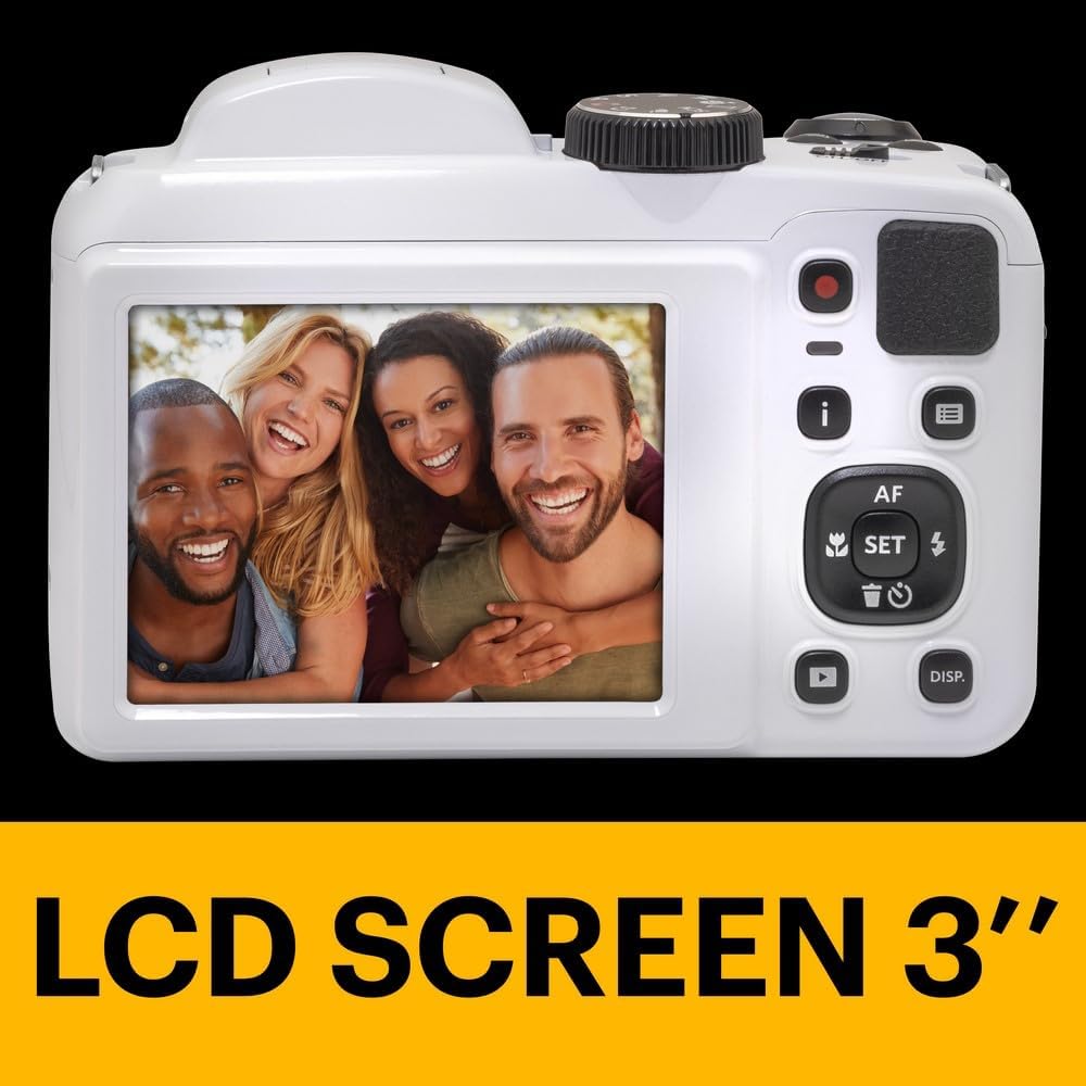 KODAK PIXPRO AZ255-BK 16MP Digital Camera 25X Optical Zoom 24mm Wide Angle Lens Optical Image Stabilization 1080P Full HD Video 3 LCD Vlogging Camera (Black)