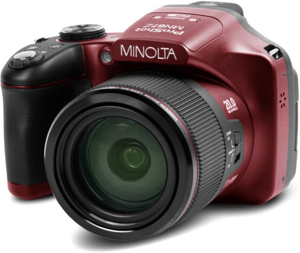 Minolta Pro Shot 20 Mega Pixel HD Digital Camera with 67X Optical Zoom, Full 1080P HD Video  16GB SD Card, Black