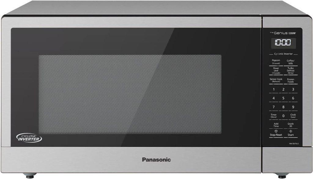 Panasonic NN-SN76LS 1.6 cu.ft Cyclonic Inverter Countertop Microwave Oven 1250Watt Power with Genius Sensor Cooking, 19.44D x 21.88W x 11.94H, Stainless Steel
