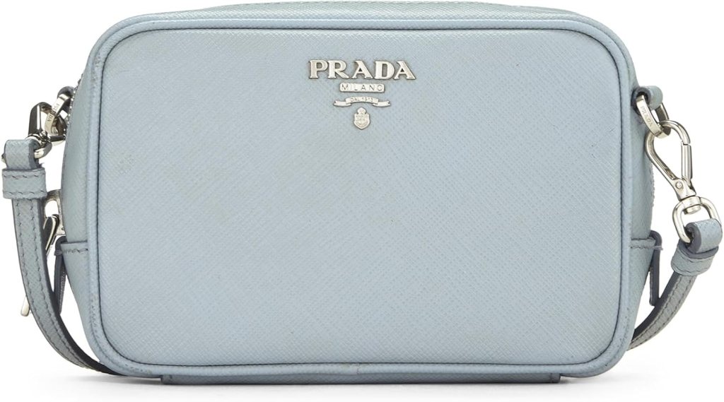 Prada, Pre-Loved Blue Saffiano Camera Bag Mini, Blue : Luxury Stores Prada, Pre-Loved Blue Saffiano Camera Bag Mini, Blue : Luxury Stores