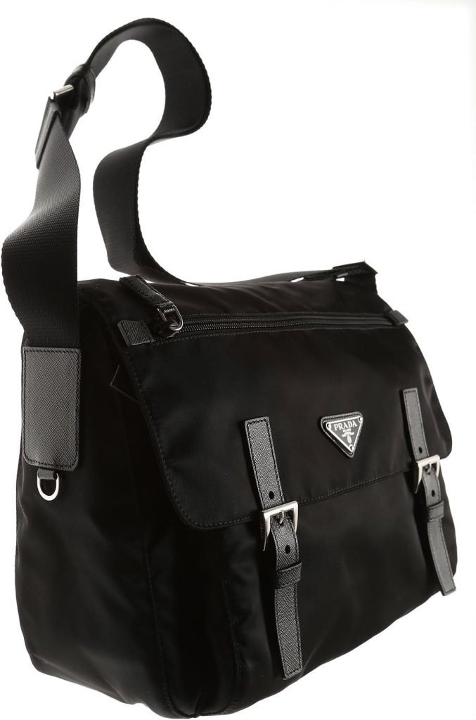 Prada Womens Black Nylon Fabric Crossbody Messenger Bag 1BD671
