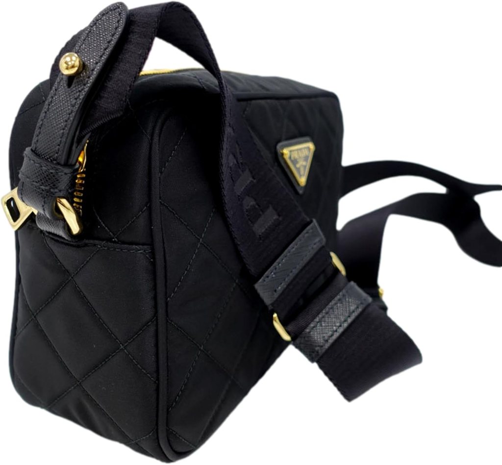 Prada Womens Tessuto Nylon Black Camera Bag Crossbody 1BH089