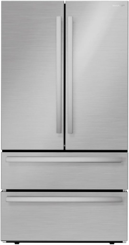 Sharp SJG2351FS 22.5-cu ft 4-Door Counter-Depth Built-In French Door Refrigerator with Ice Maker (Stainless Steel) ENERGY STAR