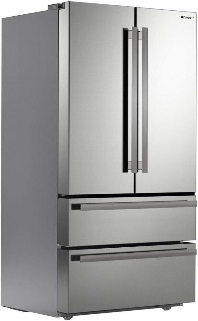 Sharp SJG2351FS 22.5-cu ft 4-Door Counter-Depth Built-In French Door Refrigerator with Ice Maker (Stainless Steel) ENERGY STAR