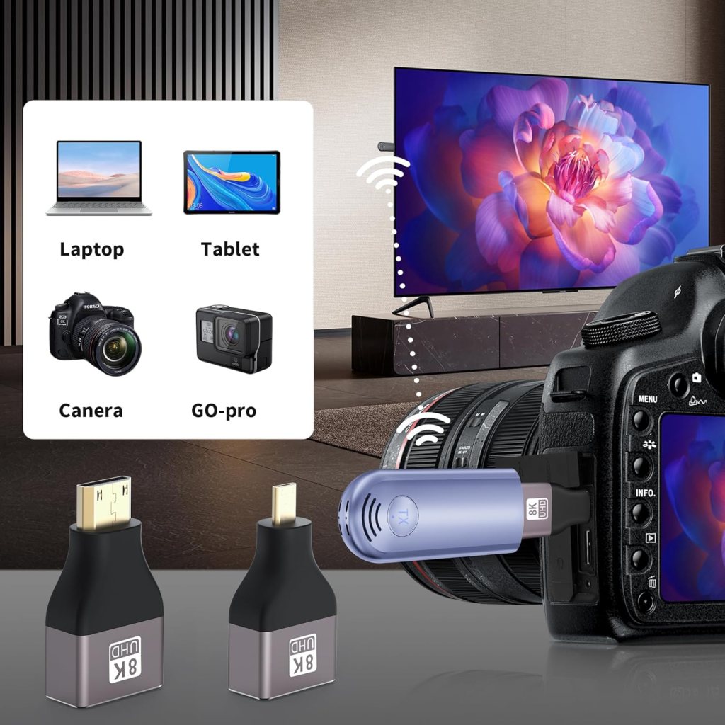 Wireless HDMI Transmitter and Receiver, Plug  Play Portable 2.4G/5G Wireless HDMI Extender Kit for Streaming Video and Audio to Monitor from Laptop/PC/TV Box/Projector