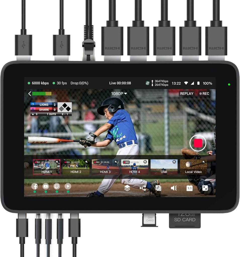 YoloLiv YoloBox Ultra, The Ultimate Horizontal/Vertical NDI Live Streaming Equipment Switcher Monitor Encoder Recorder, for Facebook, YouTube, Instagram, Tiktok, RTMPS