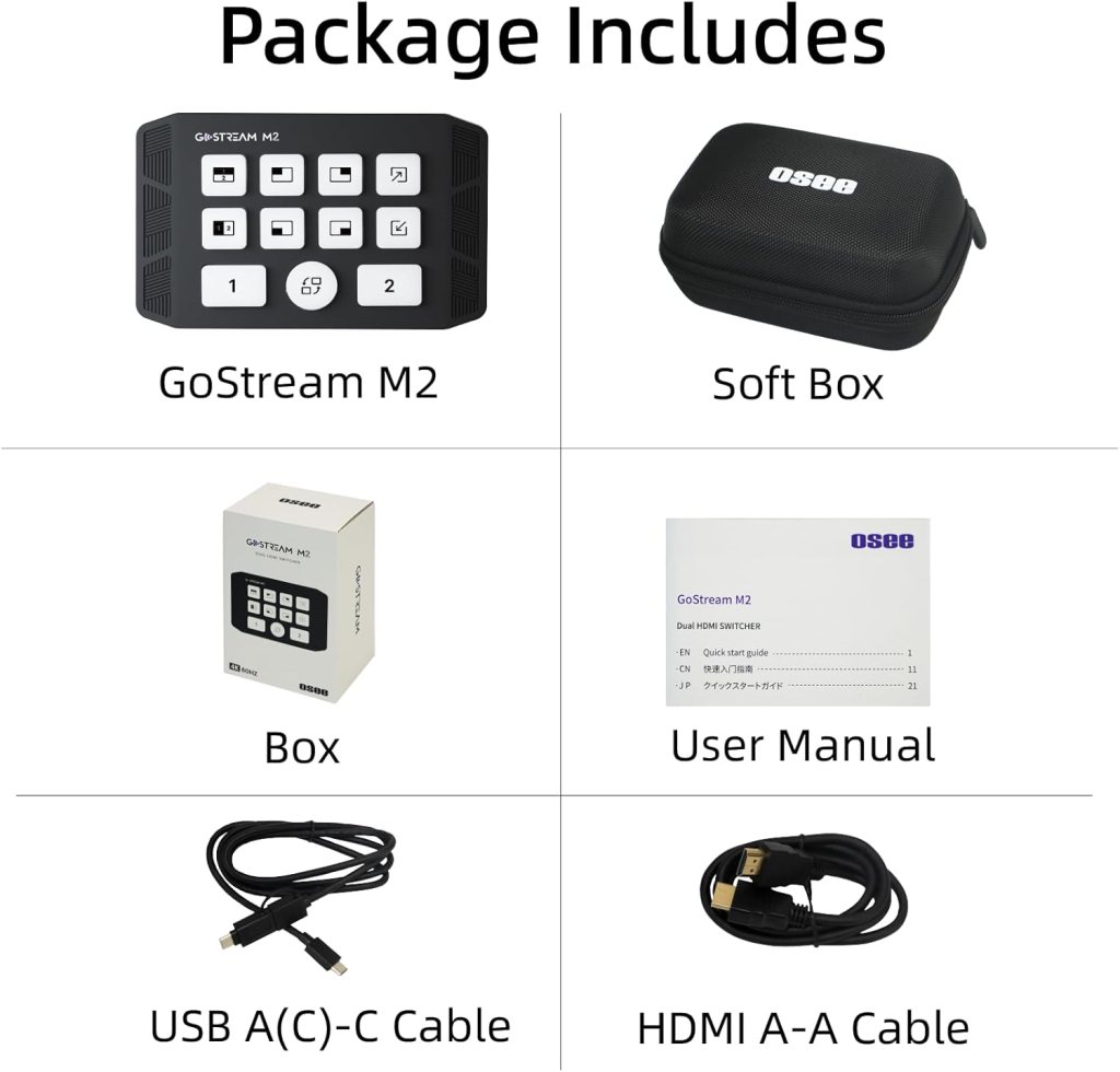 Osee GoStream M2 Capture Card, Dual 4K HDMI Input Capture Card for Streaming, USB 3.0 Audio Video Capture Card Record in 1080P 60FPS Low Latency, Compatible with PS5/PS4/Xbox/Switch in OBS, YouTube