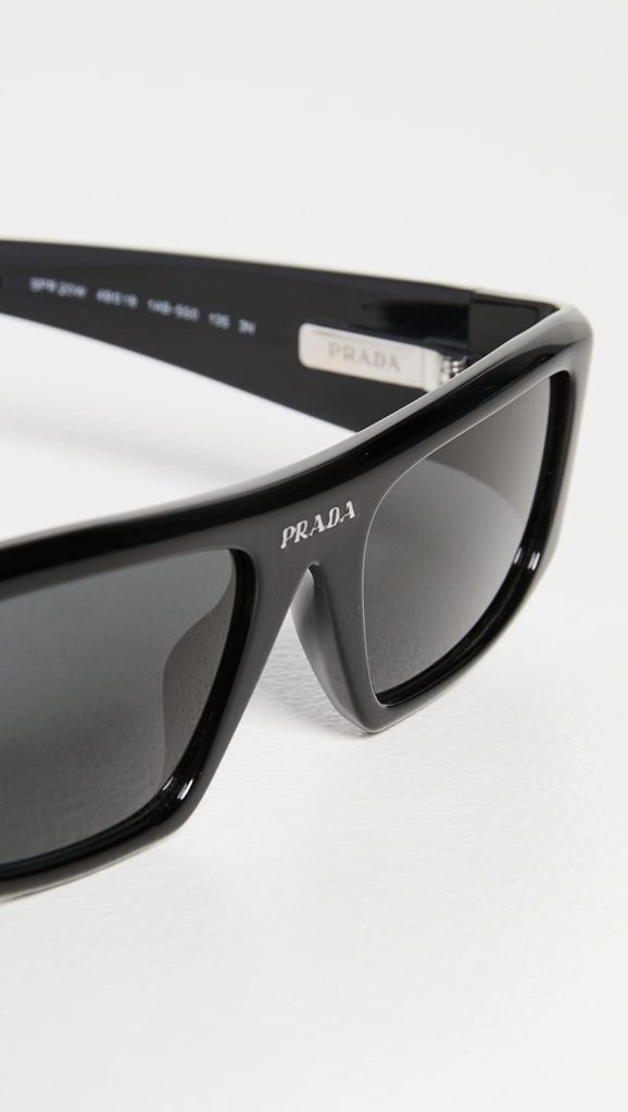 Prada PR 20WS 1AB5S0 Black Plastic Rectangle Sunglasses Grey Lens Prada PR 20WS 1AB5S0 Black Plastic Rectangle Sunglasses Grey Lens