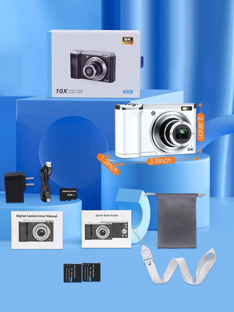 5K Digital Camera 2024 Upgraded 56MP Cameras for Photography with Front and Rear Lens,Touch Screen10X Optical Zoom,6-Axis Anti-Shake,Autofocus Vlogging Compact Camera with 64GB SD Card,2 Batteries 5K Digital Camera 2024 Upgraded 56MP Cameras for Photography with Front and Rear Lens,Touch Screen10X Optical Zoom,6-Axis Anti-Shake,Autofocus Vlogging Compact Camera with 64GB SD Card,2 Batteries